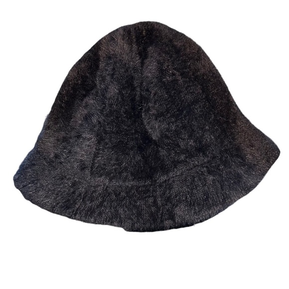 Fuzzy Black Bucket Hat Y2k - Picture 1 of 4